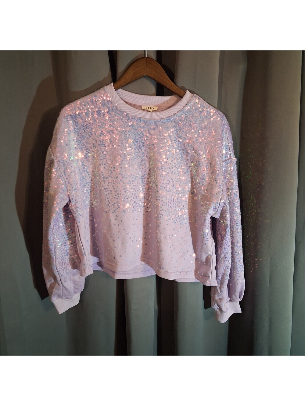 Jodifl Lilac Sequin Crop Top Sweatshirt Size Small